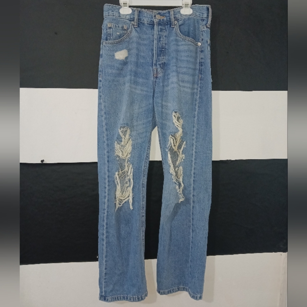 Aeropostale Women 90's baggy medium blue destroyed jeans - Picture 4 of 15
